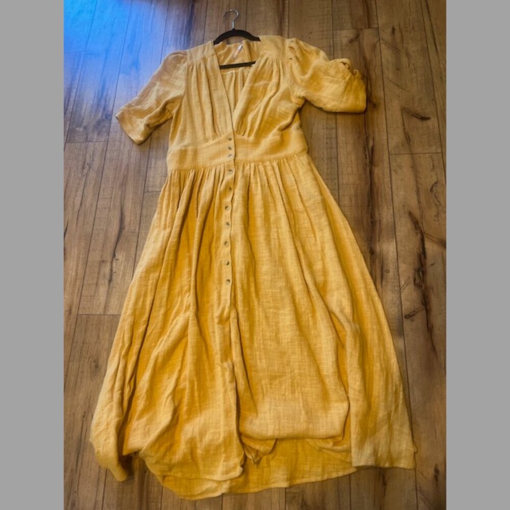 Free People Love of My Life Midi Dress -Goldenrod - Size Large
